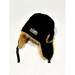 Tundra Gear Mens Trapper Hat Faux Fur Orange and Black Clasp Closure Winter Gear